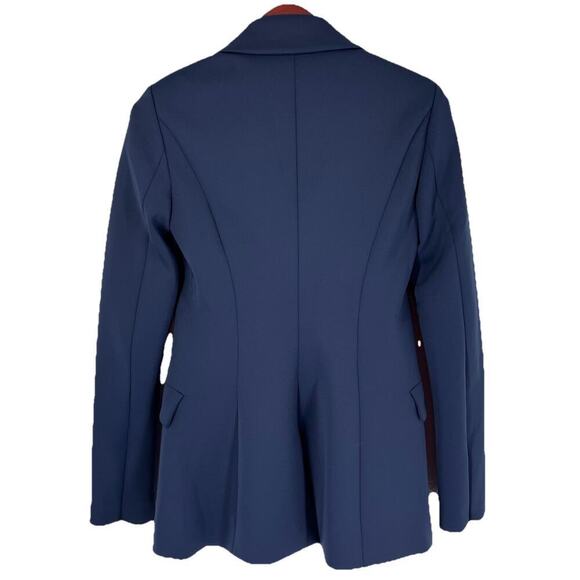 Good American Women's Disco Scuba Sculpted Blazer Navy Blue Size 0 Career Preppy - Picture 2 of 12